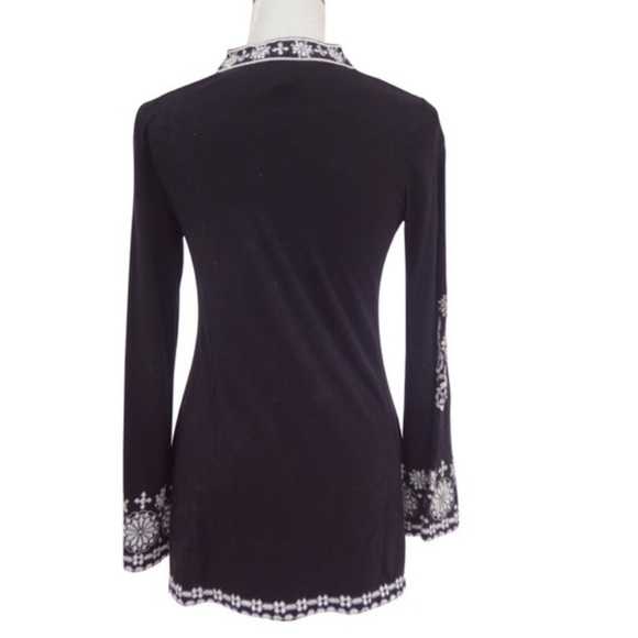 INC INTERNATIONAL CONCEPTS TUNIC TOP EMBROIDERED SIZE SMALL (S) BLACK & SILVER - Picture 4 of 13